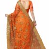 Orange Saree with Blouse Piece Women's Heavy Embroidery Work Saree - Image 2