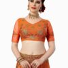 Orange Saree with Blouse Piece Women's Heavy Embroidery Work Saree - Image 4