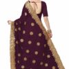 Purple Saree with Blouse Piece Women's Heavy Embroidery Work Saree - Image 2