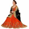 Black Saree with Blouse Piece Women's Heavy Embroidery Work Saree - Image 3