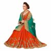 Green Saree with Blouse Piece Women's Heavy Embroidery Work Saree - Image 3