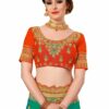 Green Saree with Blouse Piece Women's Heavy Embroidery Work Saree - Image 4