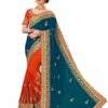 Morpeach Saree with Blouse Piece Women's Heavy Embroidery Work Saree