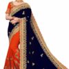 Navy Blue Saree with Blouse Piece Women's Heavy Embroidery Work Saree