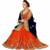 Navy Blue Saree with Blouse Piece Women's Heavy Embroidery Work Saree - Image 3