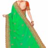 Parrot Saree with Blouse Piece Women's Heavy Embroidery Work Saree - Image 2