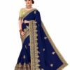 Blue Saree with Blouse Piece Women's Heavy Embroidery Work Saree