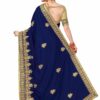 Blue Saree with Blouse Piece Women's Heavy Embroidery Work Saree - Image 2