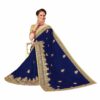 Blue Saree with Blouse Piece Women's Heavy Embroidery Work Saree - Image 3