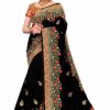 Black Saree with Blouse Piece Women's Heavy Embroidery Work Saree