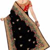 Black Saree with Blouse Piece Women's Heavy Embroidery Work Saree - Image 2