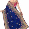 Blue Saree with Blouse Piece Women's Heavy Embroidery Work Saree - Image 2