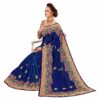 Blue Saree with Blouse Piece Women's Heavy Embroidery Work Saree - Image 3
