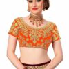 Brown Saree with Blouse Piece Women's Heavy Embroidery Work Saree - Image 5