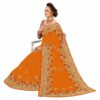 Orange Saree with Blouse Piece Women's Heavy Embroidery Work Saree - Image 3