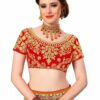 Orange Saree with Blouse Piece Women's Heavy Embroidery Work Saree - Image 5