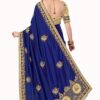Blue Saree with Blouse Piece Women's Heavy Embroidery Work Saree - Image 2