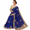 Blue Saree with Blouse Piece Women's Heavy Embroidery Work Saree - Image 3