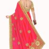 Pink Saree with Blouse Piece Women's Heavy Embroidery Work Saree - Image 2