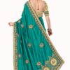 Turquoise Saree with Blouse Piece Women's Heavy Embroidery Work Saree - Image 2